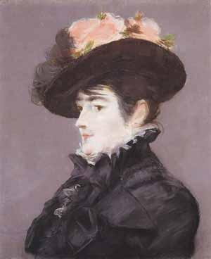 Edouard Manet Portrait de Jeanne Martin au Chapeau orne dune Rose oil painting image